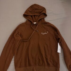 Spiritual Gangster Chocolate Brown Hoodie with Love Embroidery